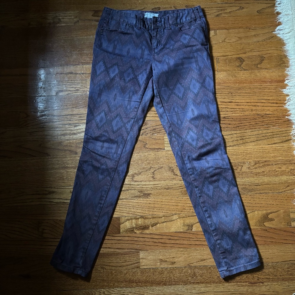 Free People Aztec Patterned Purple Denim Jeans
